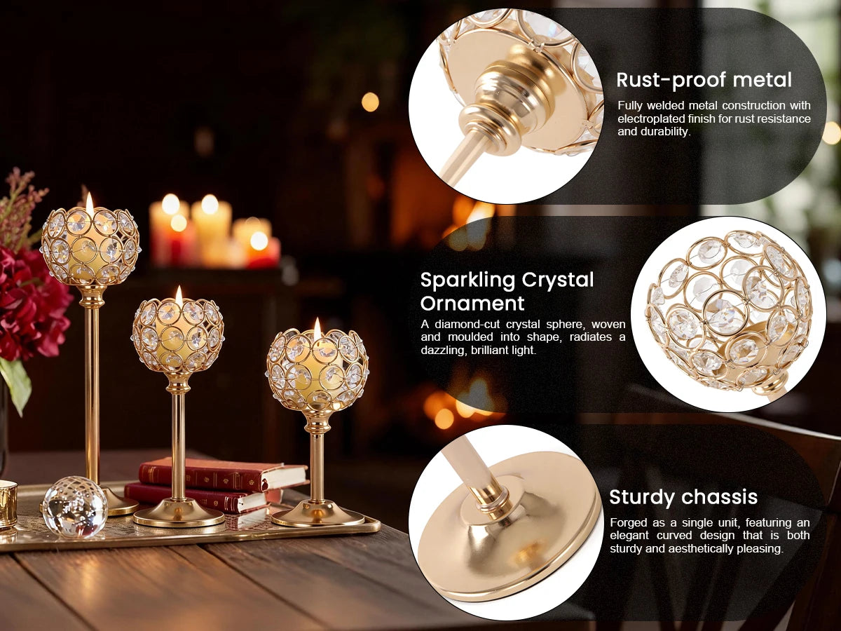Elegant gold and silver metal glass candle by LAQTA, featuring a sleek design and decorative glass holder.