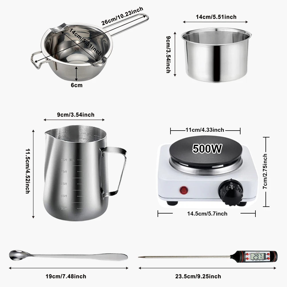 LAQTA DIY Candle Craft Tools Kit with wicks, melting pot, and measuring tools for handmade candle making projects.