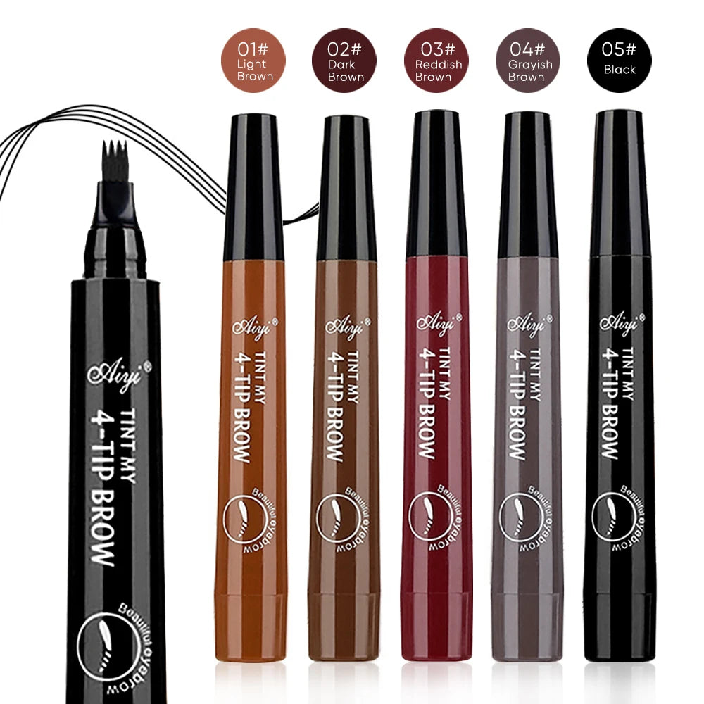 LAQTA four-pronged eyebrow pencil with multiple tips for precise, natural-looking eyebrow shaping and filling.