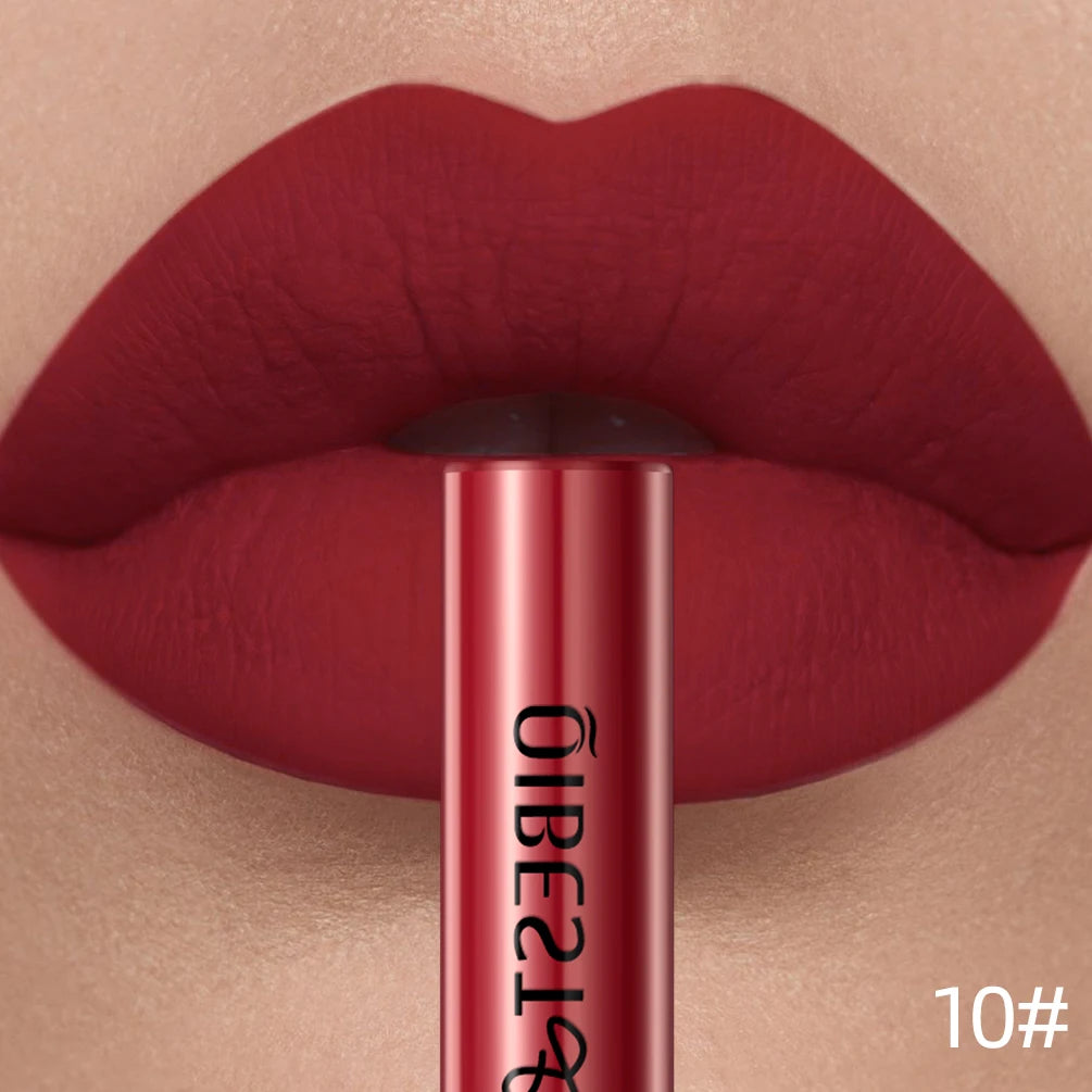 LAQTA matte liquid lipstick in a sleek tube, showcasing smooth, vibrant color with a matte finish.