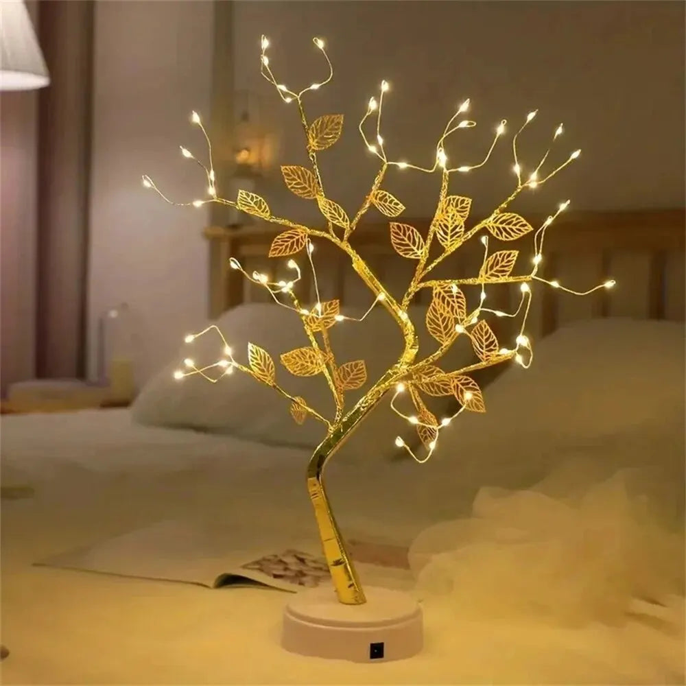 LAQTA LED Rose Leaf Table Lamp with illuminated rose and leaf design, perfect for ambient home lighting.