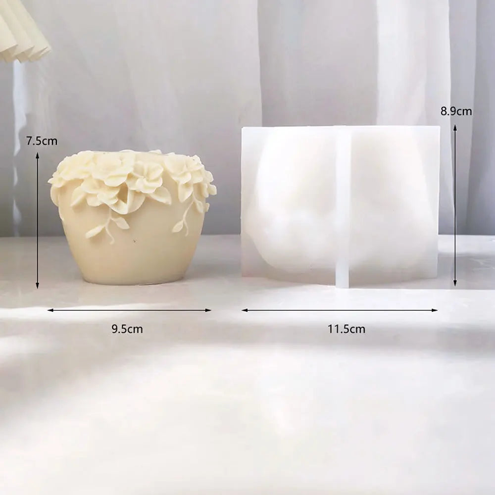 LAQTA Rattan Flowers silicone candle mold with detailed flower designs for creative candle making.