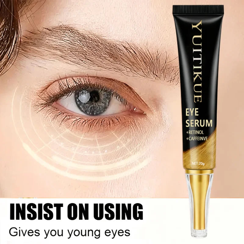 LAQTA Caffeine Eye Cream jar with applicator, showcasing its sleek packaging and creamy texture on a clean background.