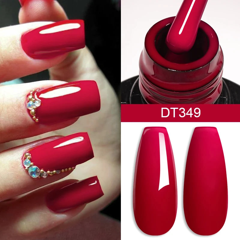 LAQTA Red Gel Nail Polish Crystal bottle with vibrant red color and glossy finish, perfect for stylish manicures.