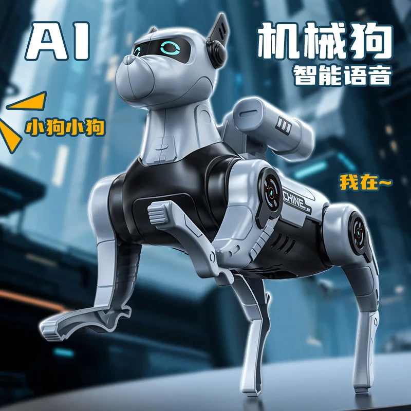 LAQTA robot dog children's interactive toy with moving limbs and expressive eyes, designed for engaging play and companionship.
