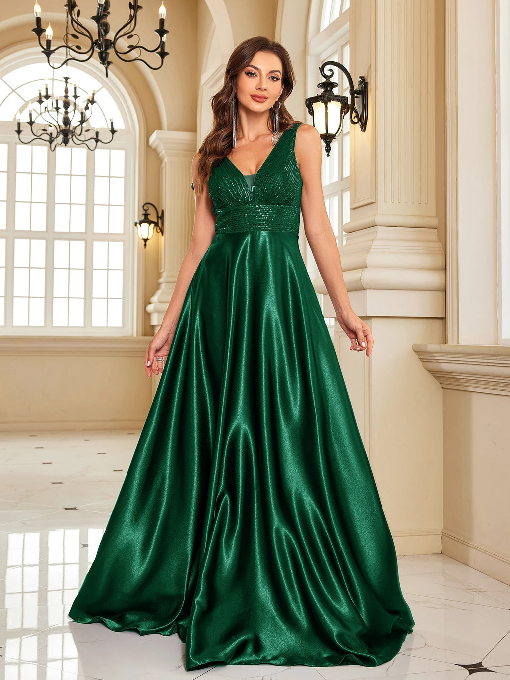Elegant sequins evening dress by LAQTA with a fitted silhouette and shimmering embellishments, perfect for formal occasions.