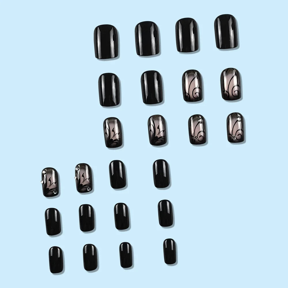 Set of 24 short square-shaped Laqta nail tips for professional nail enhancements, displayed on a neutral background.