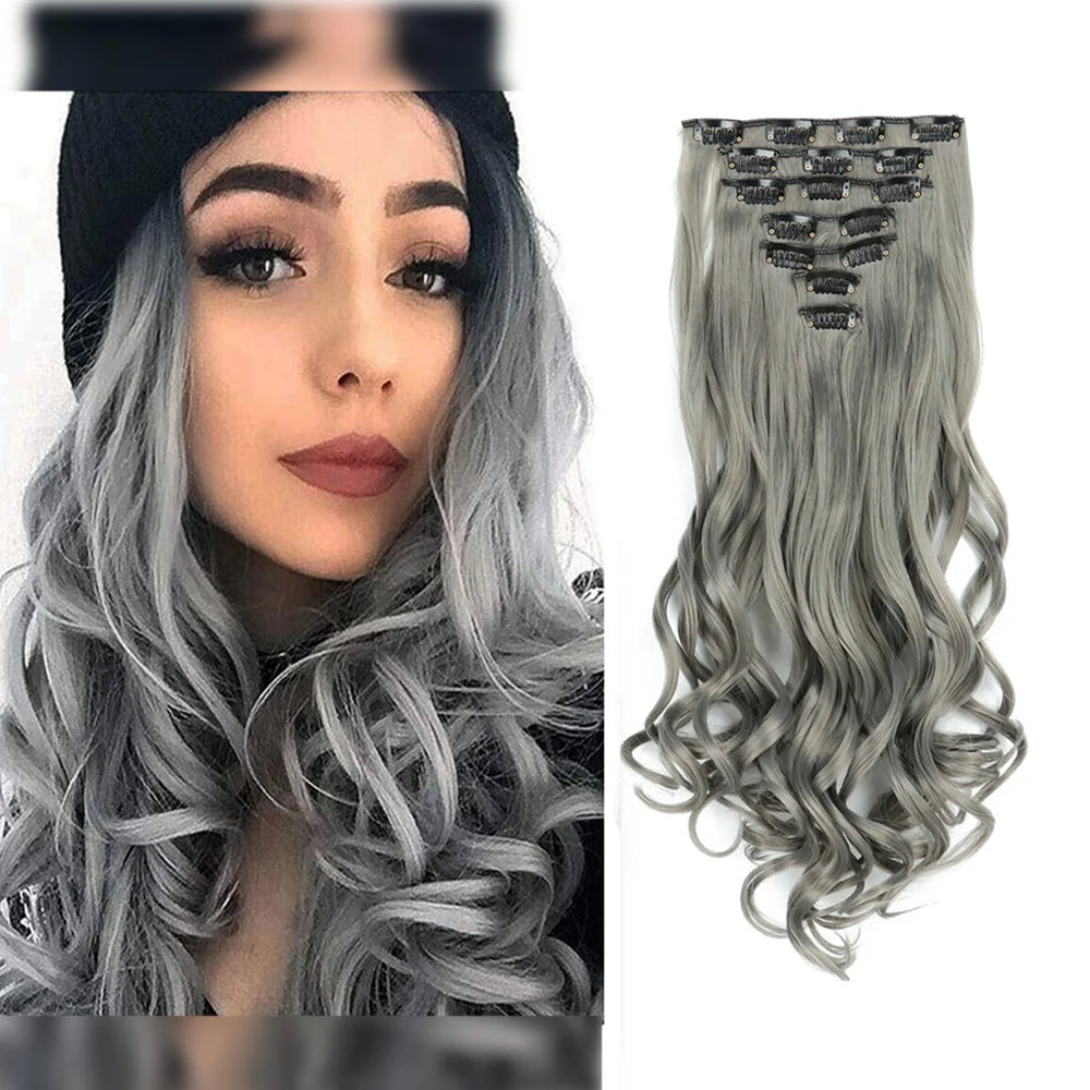 LAQTA clip-in hair extensions with long, thick blonde strands, showcasing easy-to-clip-in design for added volume and length
