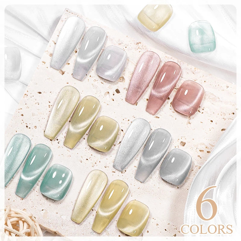 7ml LAQTA cat magnetic gel nail polish in a sleek bottle with a black cap, showcasing a vibrant, shimmering gel color.