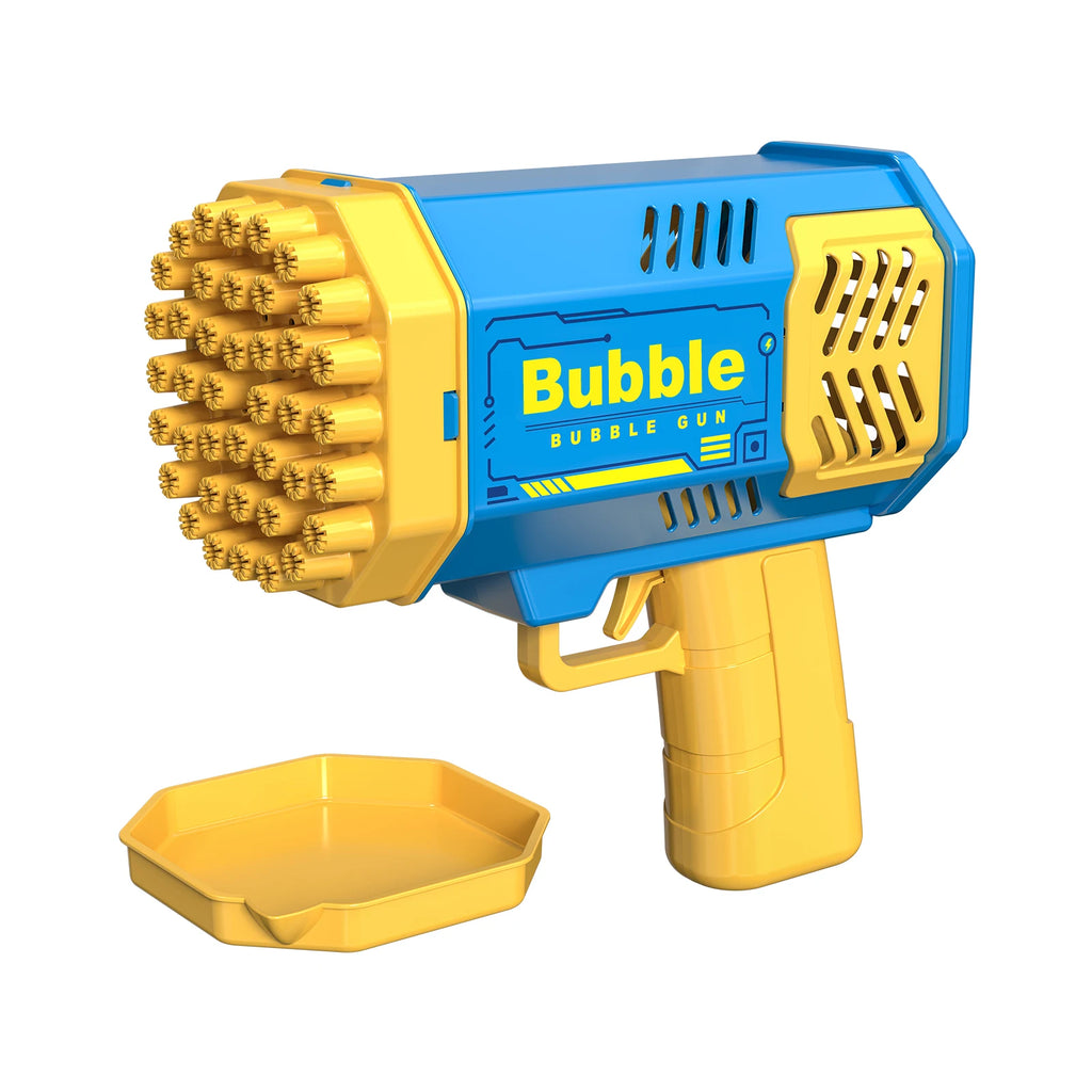 LAQTA fully automatic bubble machine emitting a stream of bubbles, ideal for parties and celebrations.