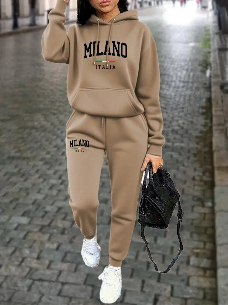 LAQTA MILANO pants set featuring a stylish matching top and pants in a modern design, perfect for casual or lounge wear.