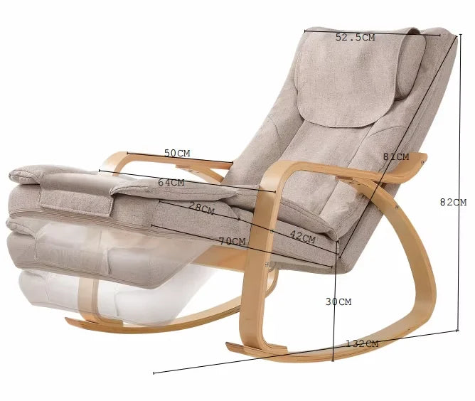 LAQTA ergonomic massage rocker recliner chair with padded armrests and plush cushioning, designed for comfort and relaxation.