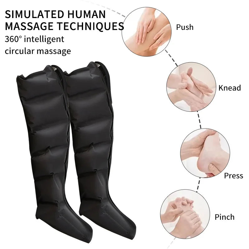 LAQTA electric pneumatic leg massager with adjustable straps and multiple massage settings for soothing leg relief.