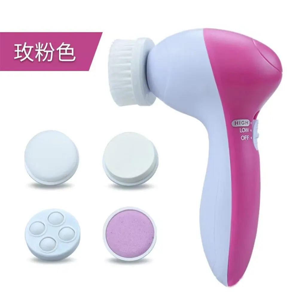 LAQTA Electric Facial Cleaner 5 in 1 with multiple brush heads and ergonomic design for deep cleansing and skincare.