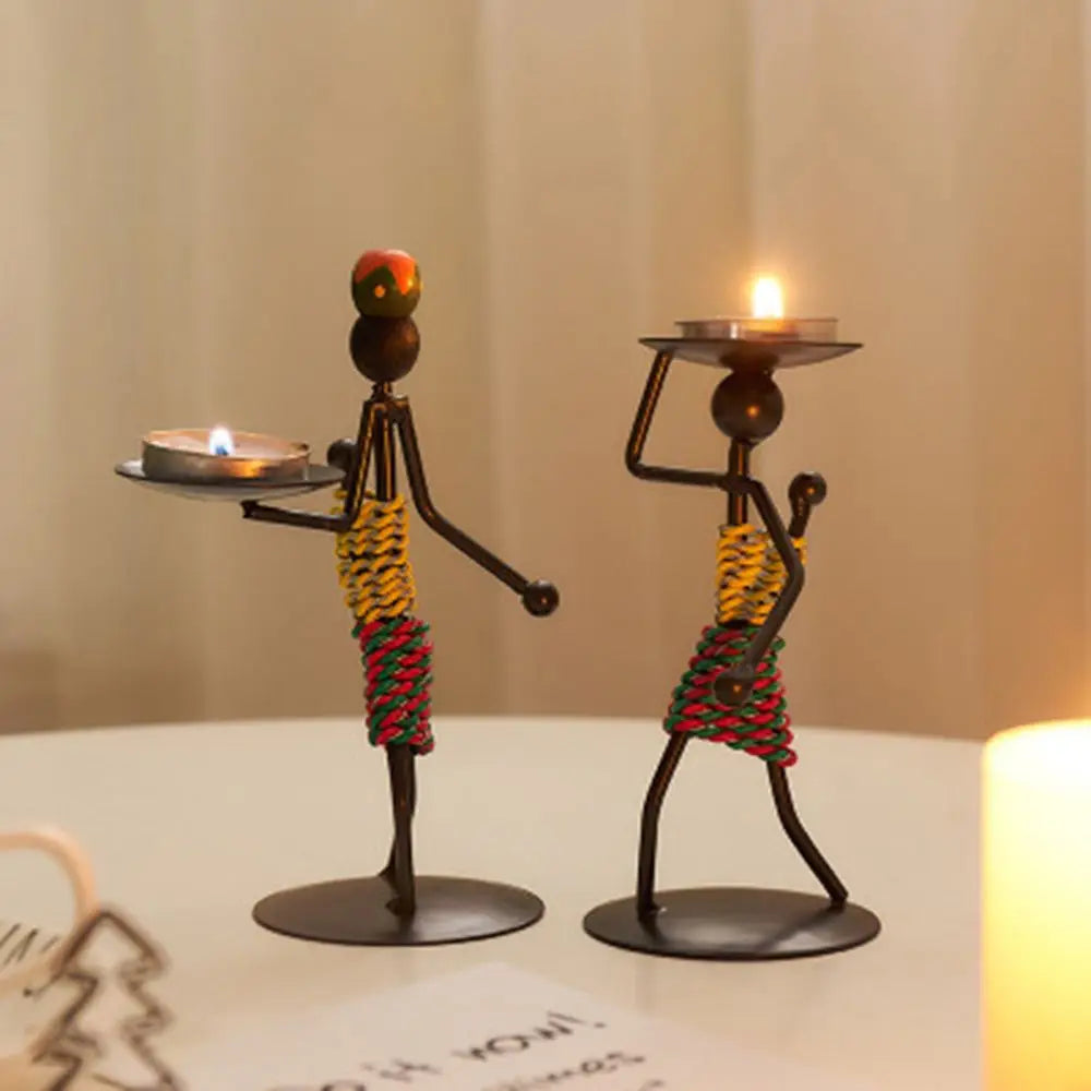 Nordic metal candlestick by LAQTA with a sleek, modern design and a tall, slender shape suitable for tabletop or mantel display.