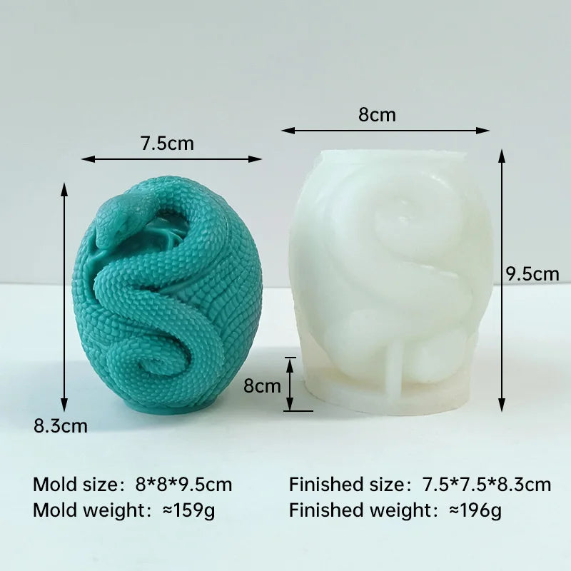 Relief Snake Pillar Candle Mold by LAQTA showing the detailed snake design and mold cavity for candle making.