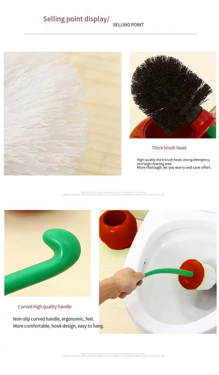 Red toilet brush from LAQTA with a sleek handle and durable bristles, designed for effective bathroom cleaning.