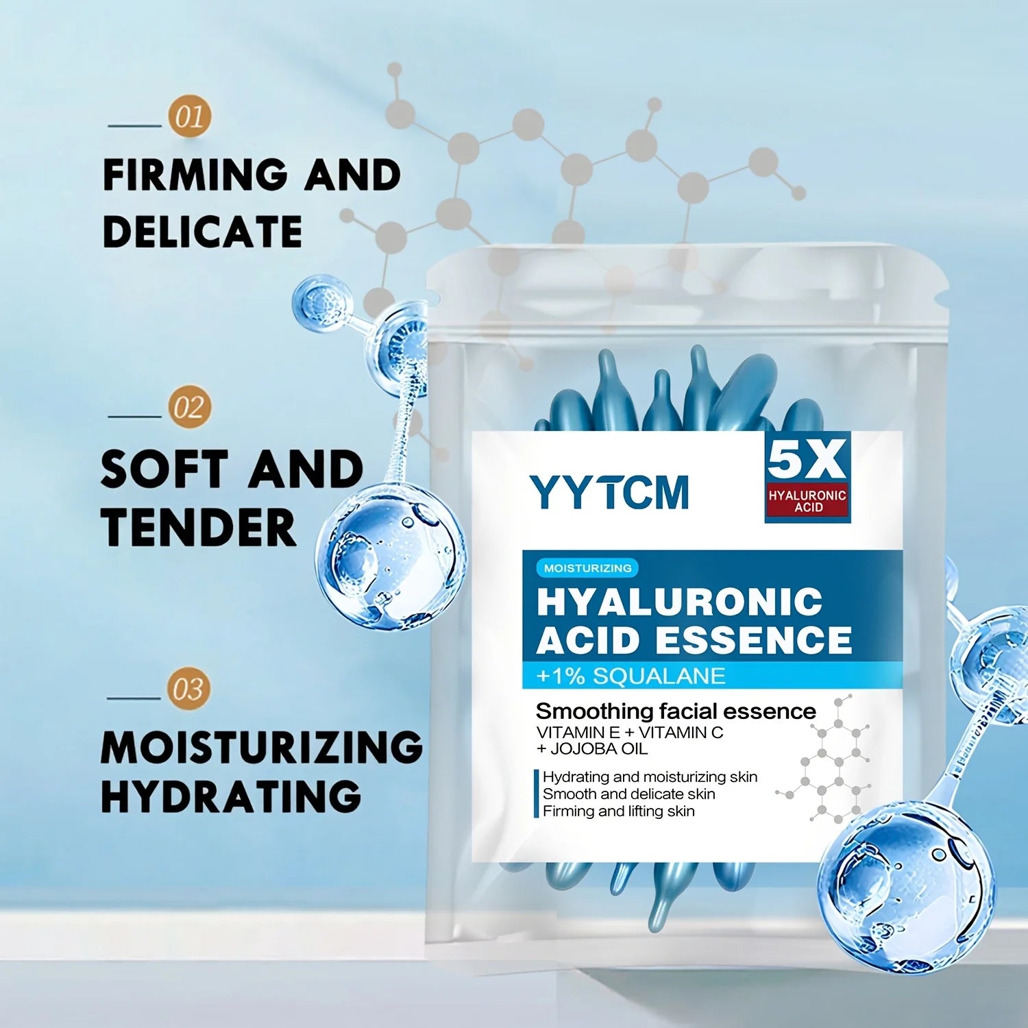 LAQTA hyaluronic acid deep moisturizing capsule in a sleek container, showcasing the skincare product designed for hydration.