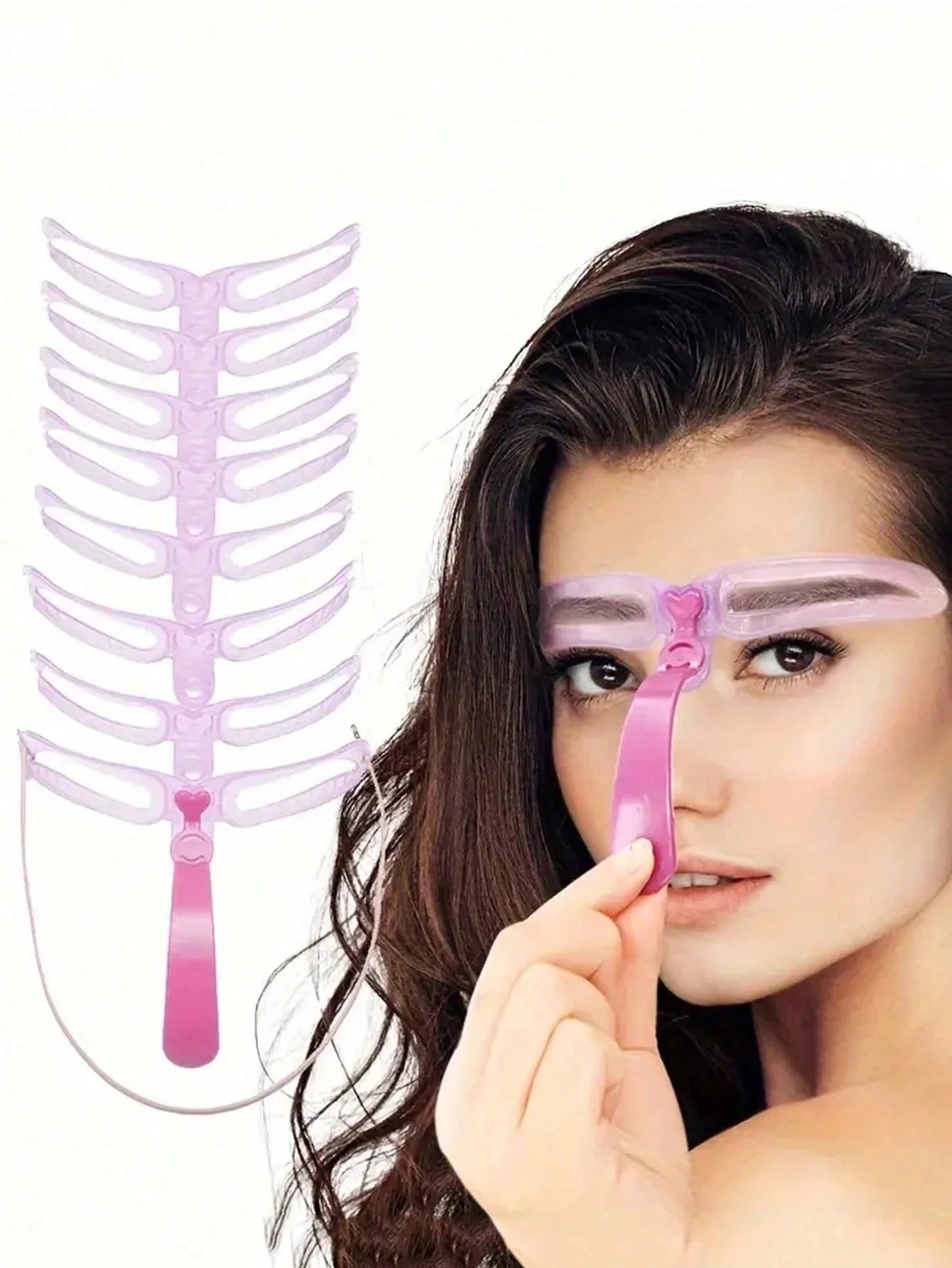 Set of 8 reusable LAQTA eyebrow stencil templates for easy shaping and defining eyebrows, shown in a close-up image.