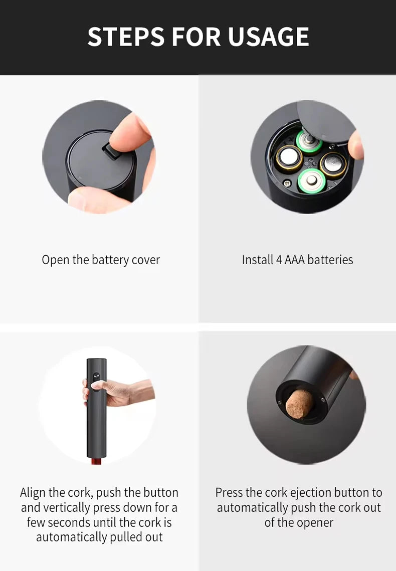 LAQTA electric wine bottle opener automatic with stainless steel design and ergonomic handle, ready to uncork wine bottles easily