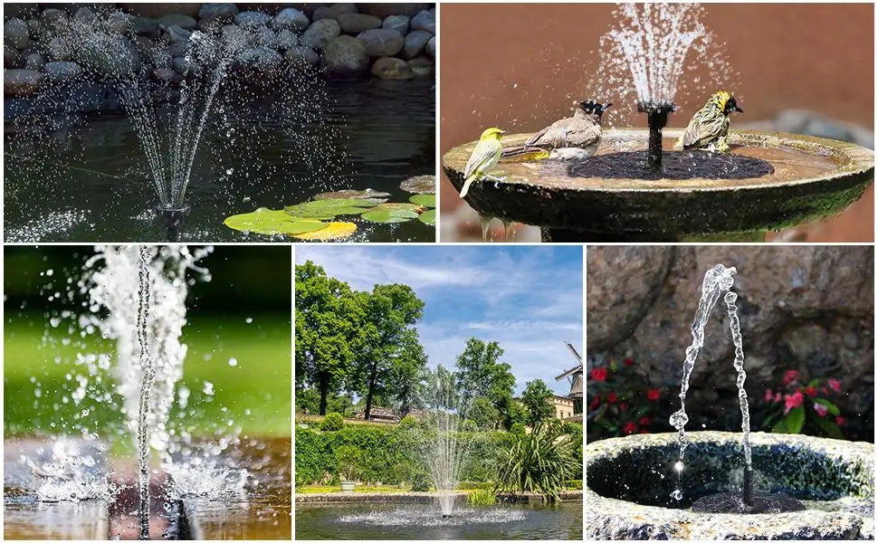 LAQTA Solar Water Fountain Pool with solar panel and cascading water feature, perfect for garden or pond decoration