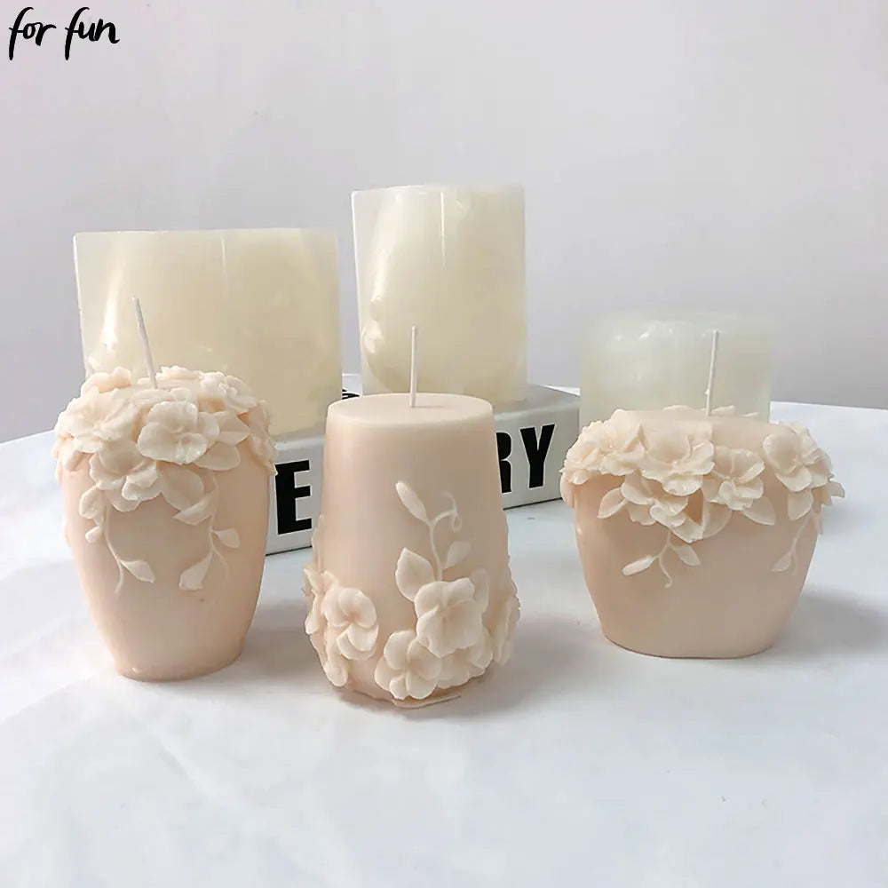 LAQTA rattan flowers silicone candle mold showing detailed flower-shaped mold for candle making.