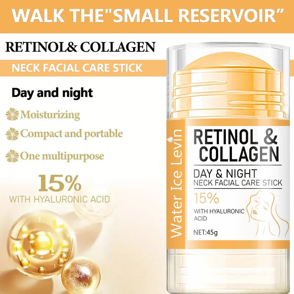 LAQTA retinol and collagen facial neck cream jar with cream visible, highlighting skincare for neck and jawline.