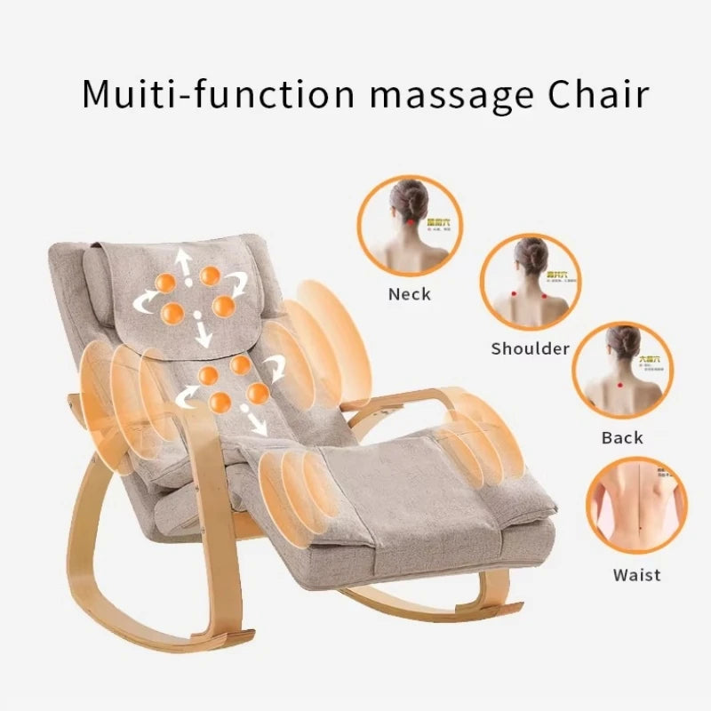 LAQTA ergonomic massage rocker recliner chair with padded upholstery, built-in massage feature, and adjustable reclining function.