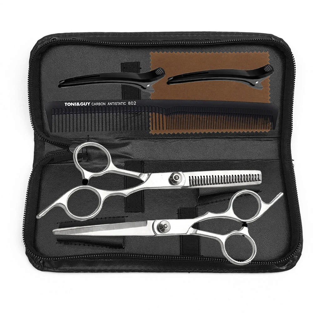 Professional LAQTA barber scissors with sharp blades and ergonomic handles for precise hair cutting.