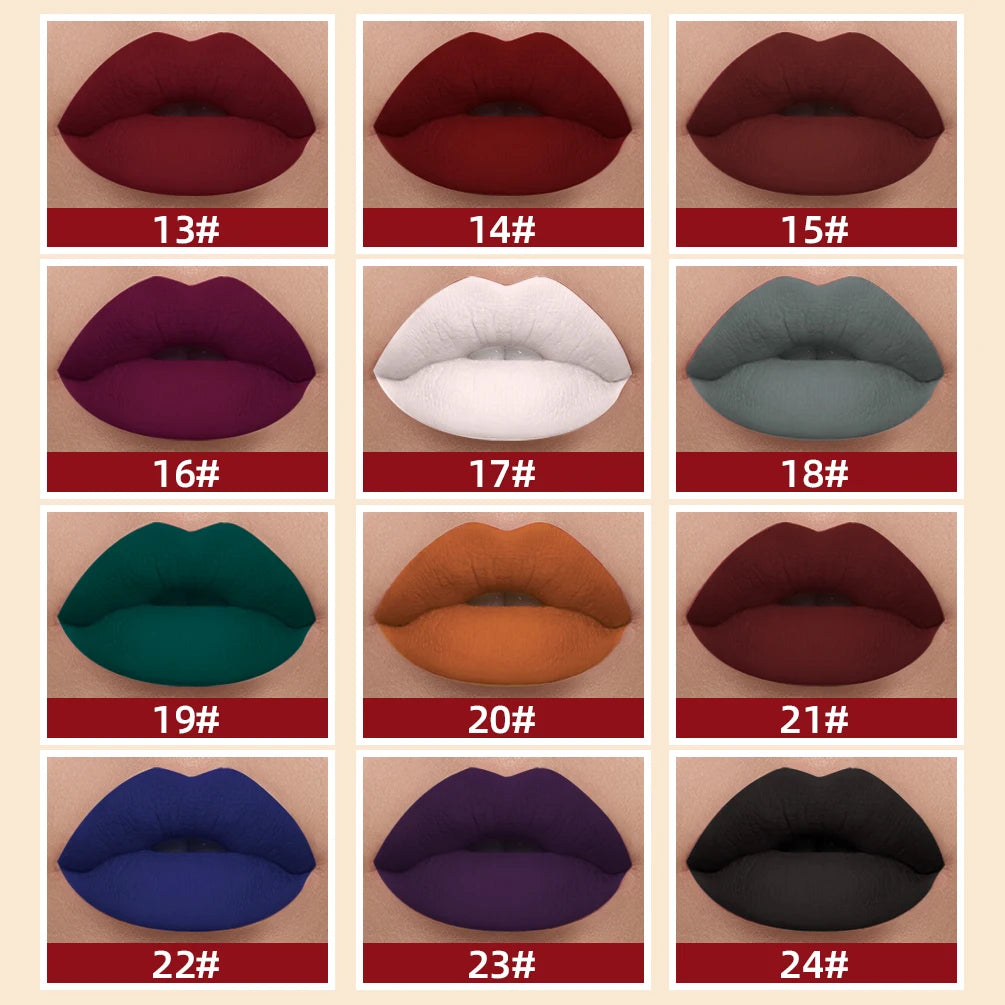 LAQTA matte liquid lipstick in a sleek tube, showing smooth, velvety texture and vibrant color for bold lip makeup.