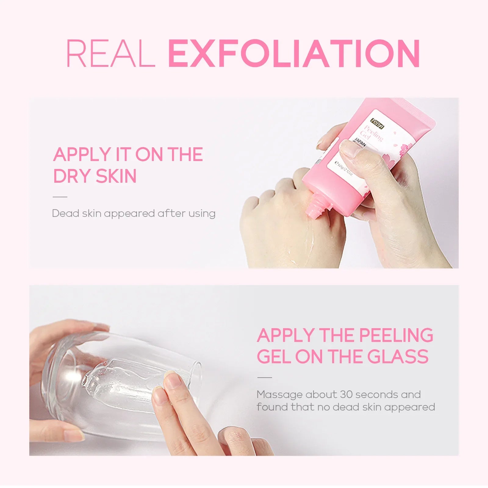 LAQTA Face Deep Cleaning Exfoliating Gel showing a clear gel with exfoliating particles in a sleek bottle