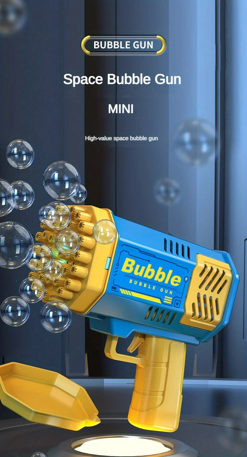 LAQTA fully automatic bubble machine producing colorful bubbles, ideal for parties and outdoor fun.