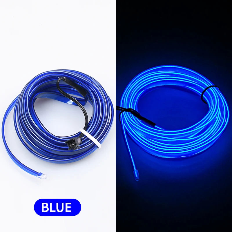 LAQTA car interior atmosphere lighting LED strip showing colorful ambient lights inside a vehicle cabin