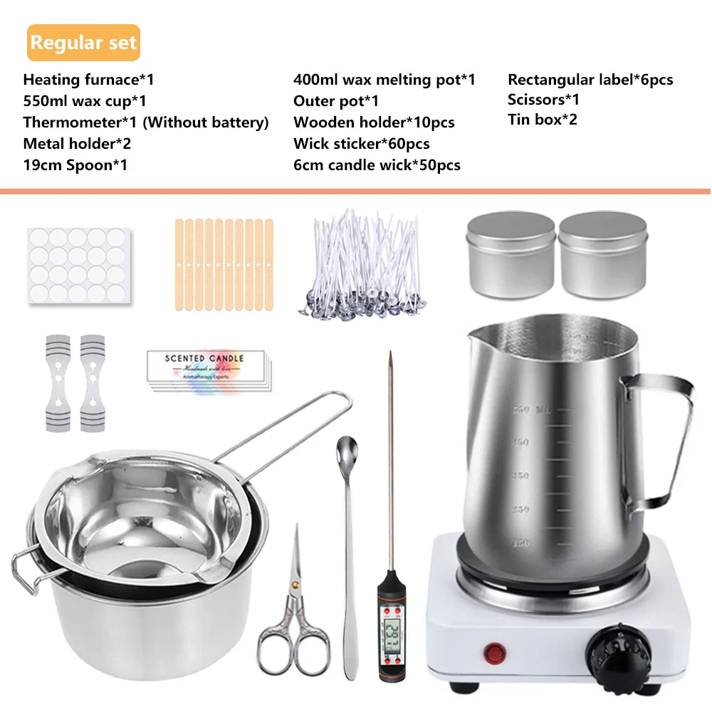 LAQTA DIY Candle Craft Tools Kit with wicks, pouring pots, and tools for making candles at home.