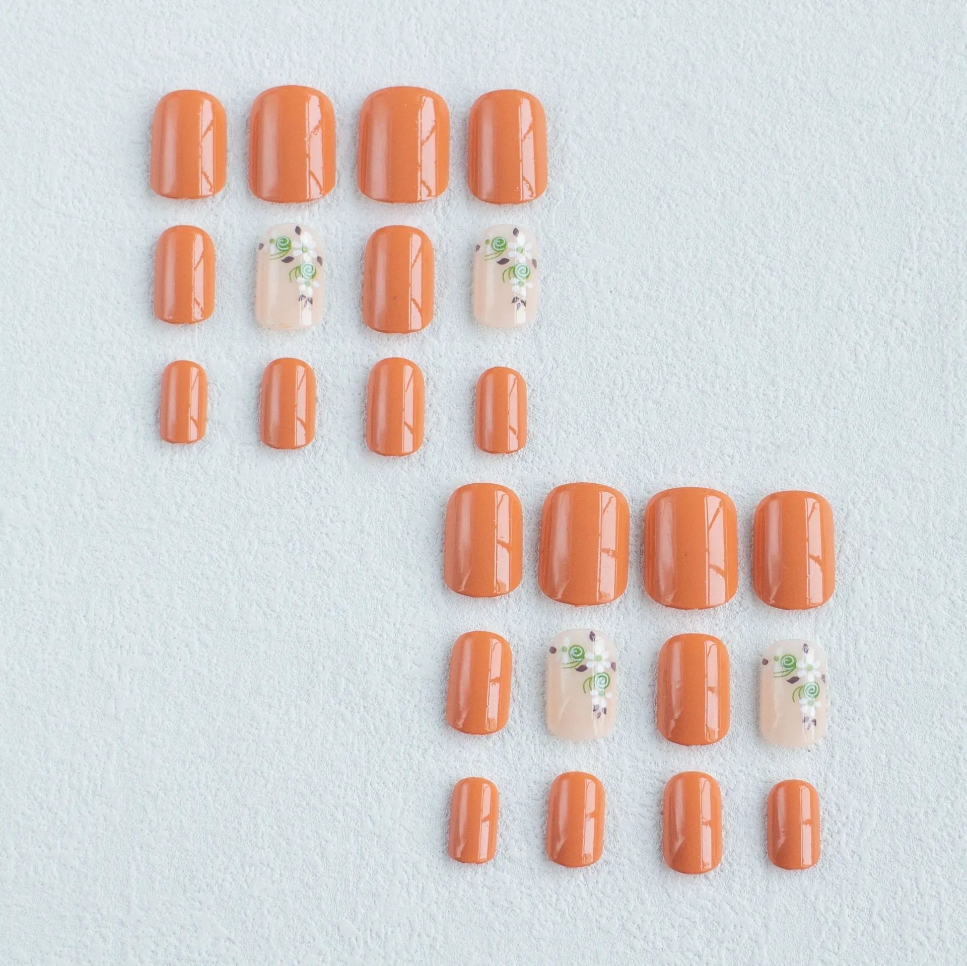LAQTA Short Square Fake Nails with natural pink and white design, showcasing a sleek, stylish manicure for elegant nail art.