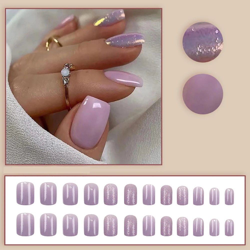 Short square fake nails by LAQTA featuring a sleek, natural-looking design perfect for stylish, temporary nail enhancements.