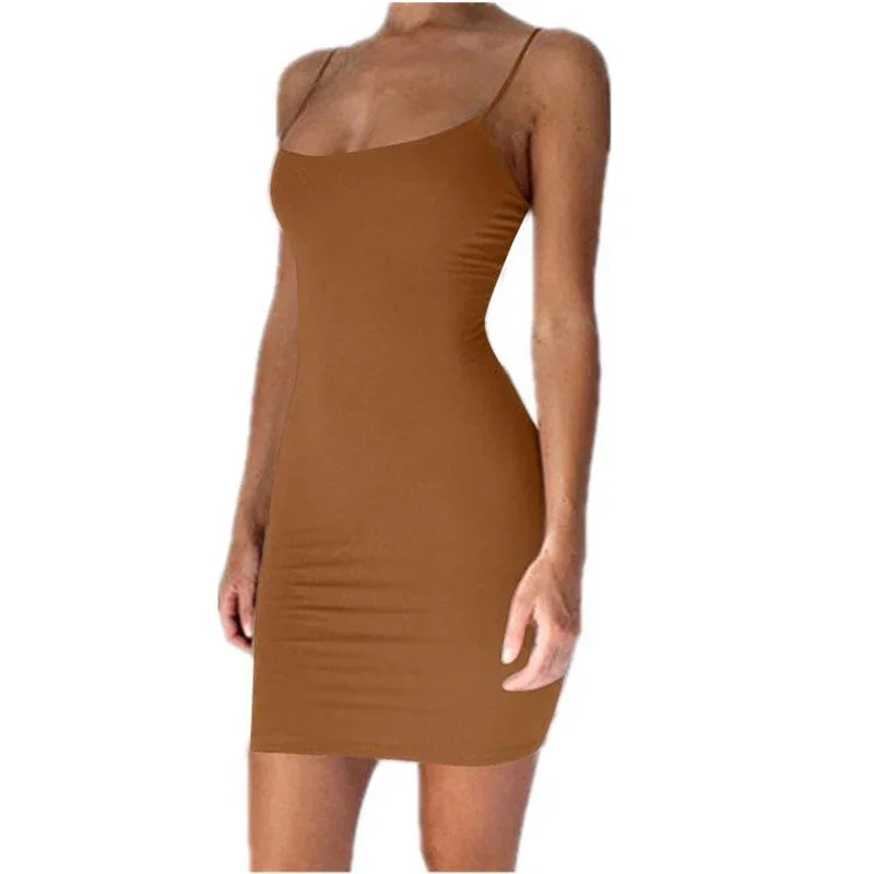LAQTA summer spaghetti strap mini dress featuring a lightweight fabric and casual style, perfect for warm weather.