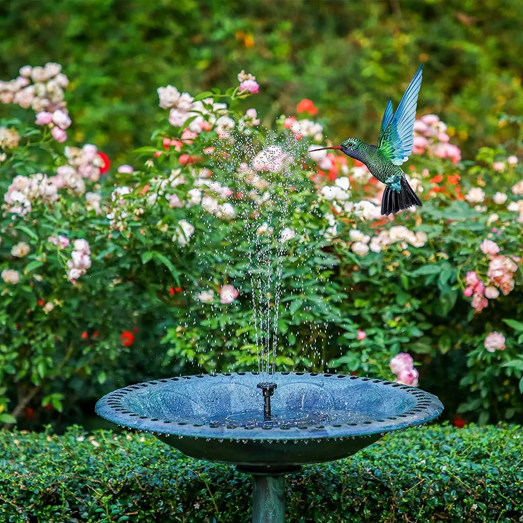 LAQTA solar water fountain pool with adjustable spray nozzles and solar panel for eco-friendly outdoor decoration