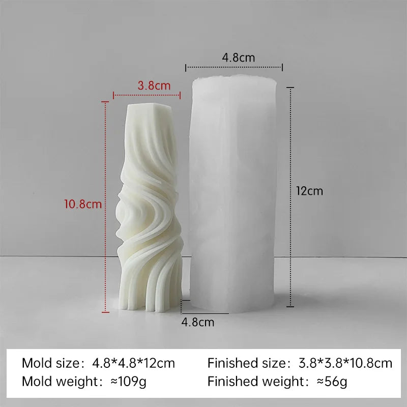 Striped cylinder aroma candle silicone mold by LAQTA, featuring a versatile design suitable for homemade candles.