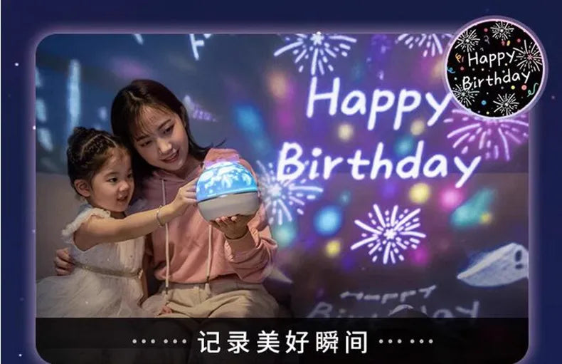 LAQTA Starry Projector Night Light displaying a night sky with star patterns projected onto a wall or ceiling.