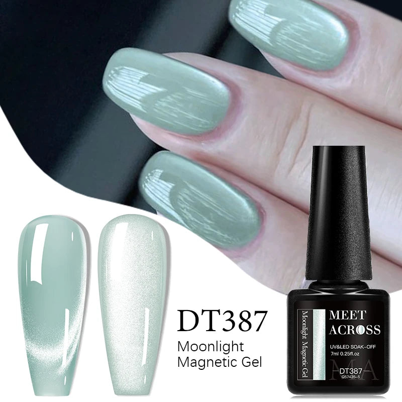 7ml LAQTA cat magnetic gel nail set with black and silver design, showcasing the gel's smooth texture and magnetic effect.