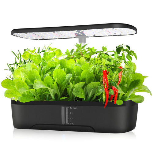 LAQTA 12 Pods Hydroponics Growing System with plant pods and nutrient reservoir for indoor vegetable and herb gardening