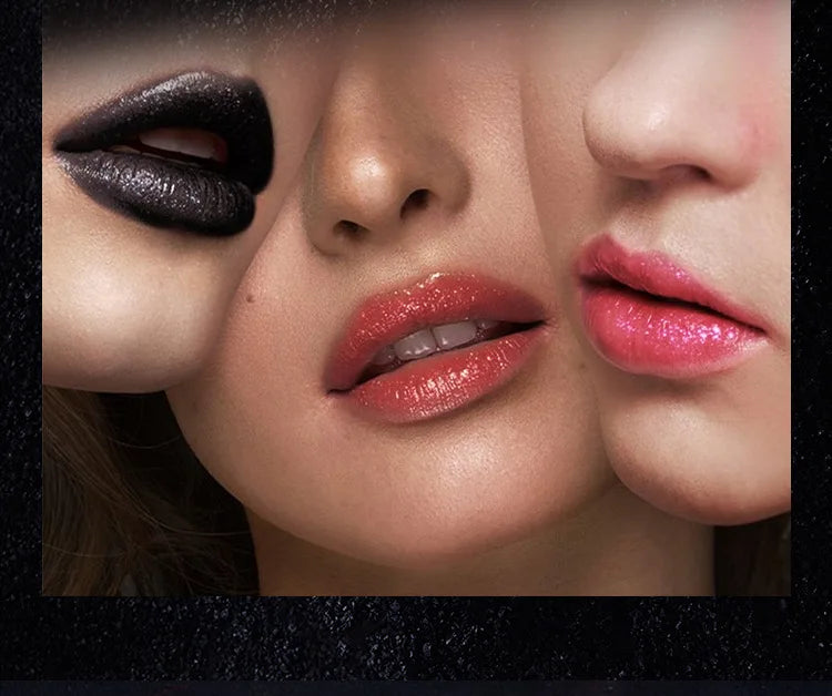 LAQTA glitter waterproof lipstick in vibrant shade, featuring a shimmering, glossy finish and sleek packaging.