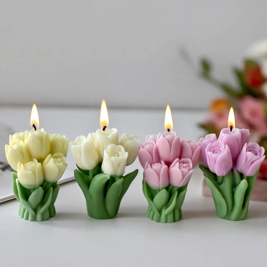 LAQTA Valentine's Day tulip bouquet silicone mold for making decorative flower-shaped chocolates or soaps.