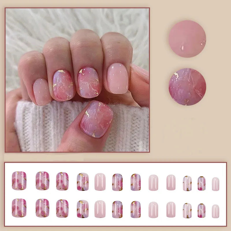 Set of 24 short, square-shaped LAQTA nail tips with a natural finish, ideal for DIY manicures and nail art.