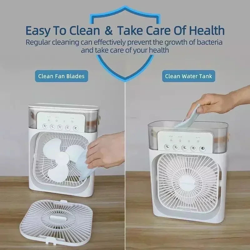 LAQTA 3-in-1 fan and air conditioner unit, showing compact design with adjustable vents and digital control panel.