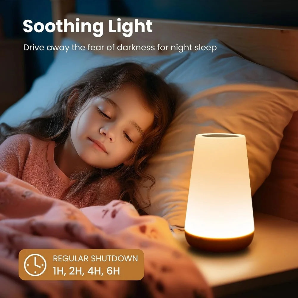 LAQTA dimmable touch lamp with sleek design, showing a modern lamp with touch controls on a bedside table.