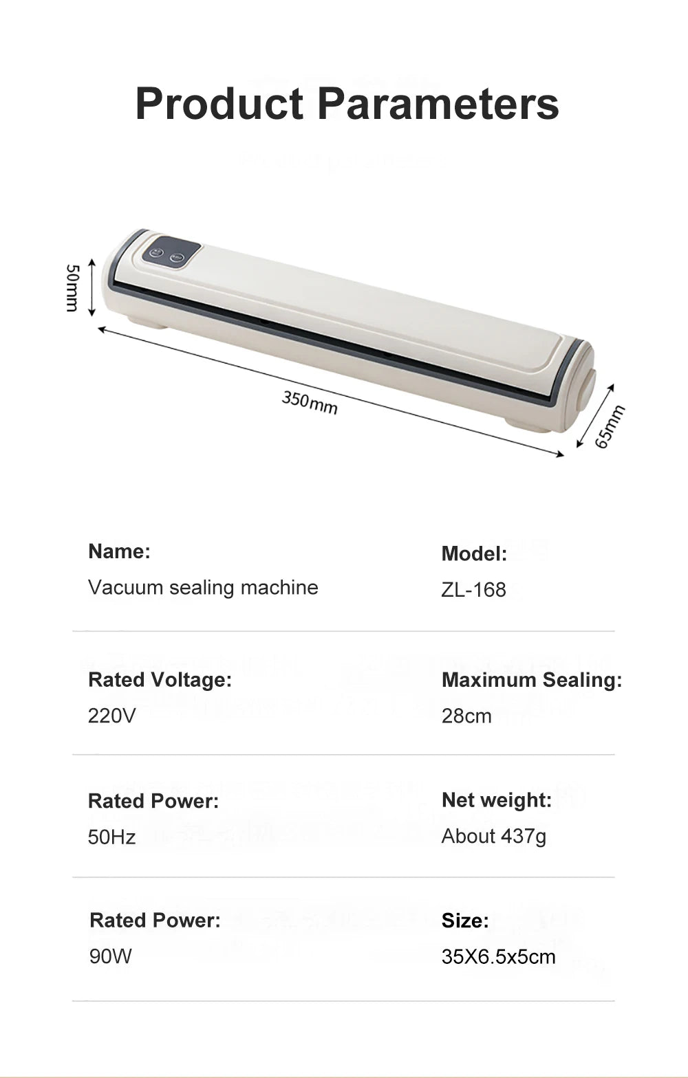 LAQTA vacuum packing machine with digital controls and sealing tray for food preservation and airtight packaging.