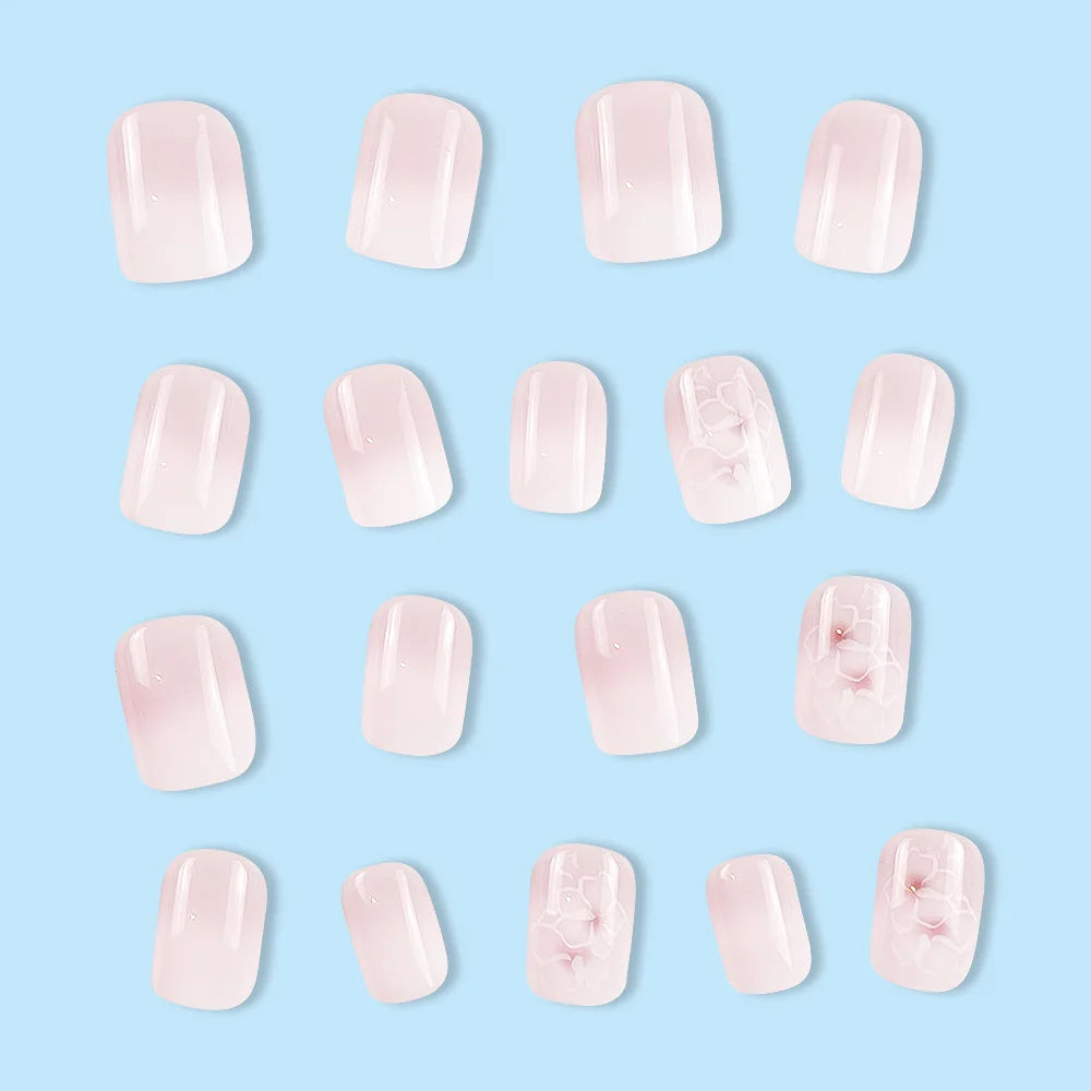 Set of 24 short, square-shaped acrylic nails from LAQTA, showcasing a variety of stylish nail designs and finishes.