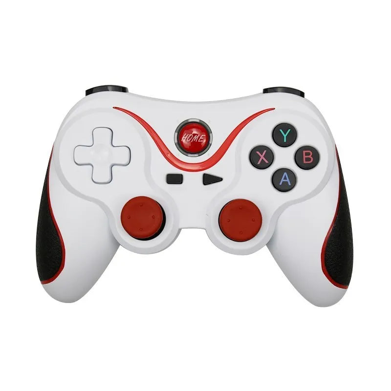 LAQTA Terios T3 X3 wireless joystick with ergonomic design and multiple buttons for gaming control, shown from a side view.